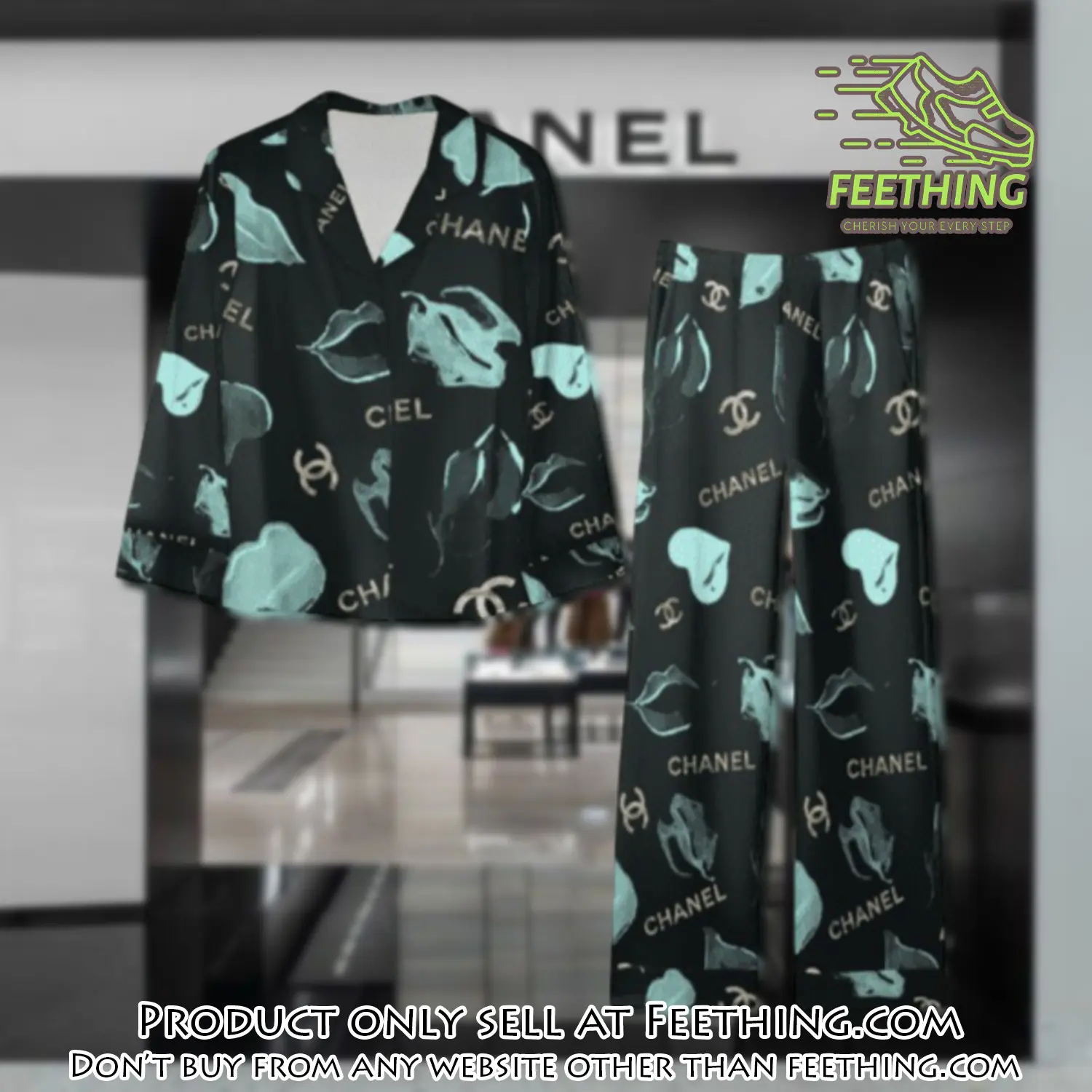 Trending luxury chanel satin pajama set pjs1040 ft5923500